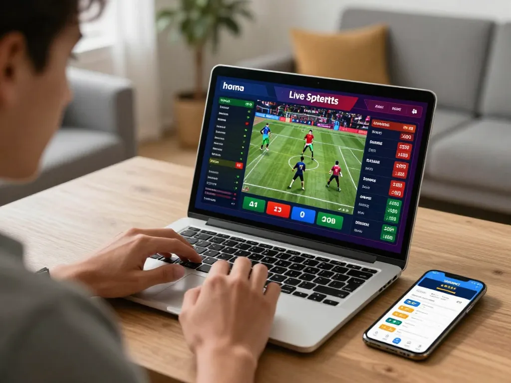 Sbobet user placing bets on mobile device in a dynamic home sports betting setup