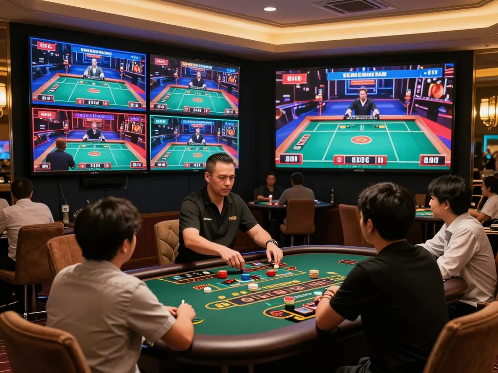 vu88 engaging live dealer game in a luxurious online casino environment showcasing vibrant gameplay.