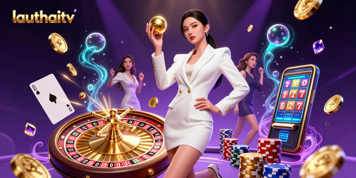 Experience lauthaitv's thrilling live casino scene with a glamorous host and dazzling gaming elements.