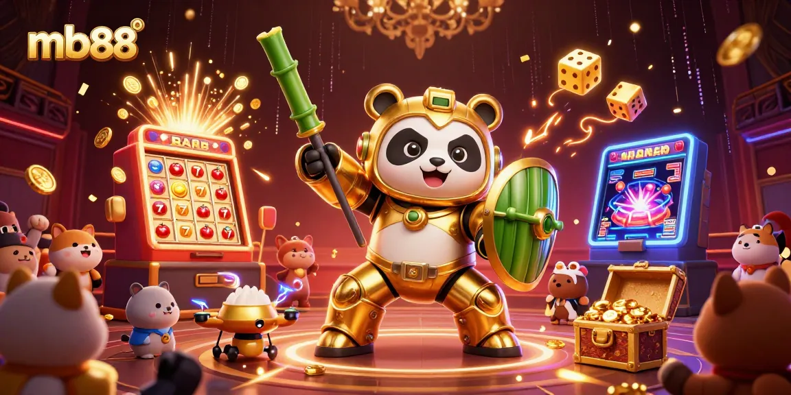 Play mb88's exciting games with our vibrant, action-packed 3D illustration showcasing thrilling casino elements.