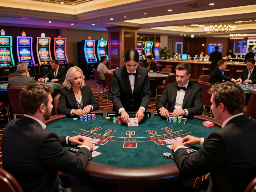 dt68 players engaged in a thrilling blackjack game at a luxurious casino table