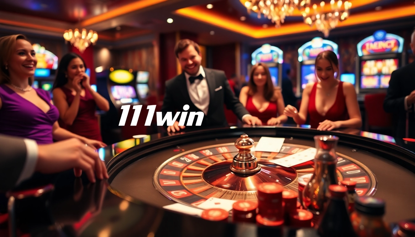 Players enjoying a thrilling game at a luxurious casino, highlighting 11win betting excitement.