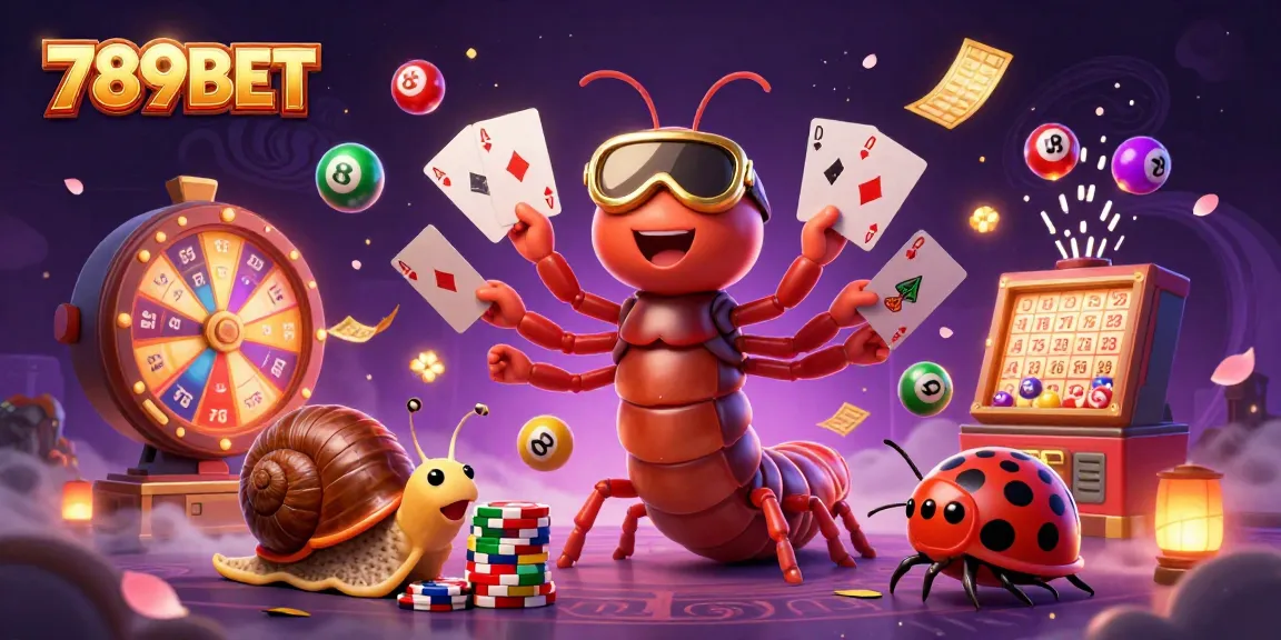 Engage in thrilling games at 789BET with a festive scene of cards and vibrant lottery elements