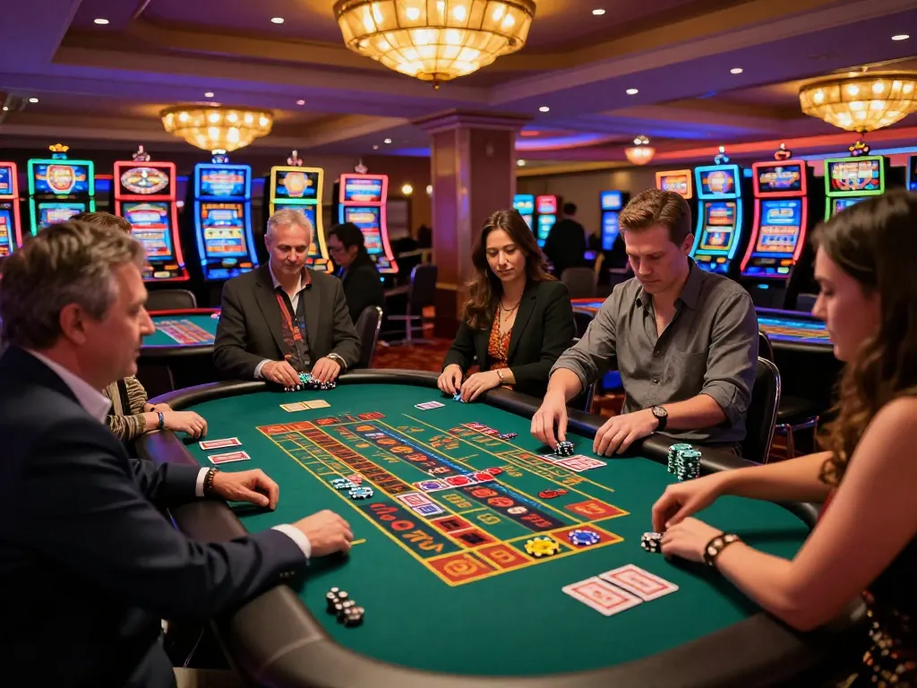 Players at roulette table in active gameplay scene at da88pc casino, vibrant atmosphere with colorful chips and bets.