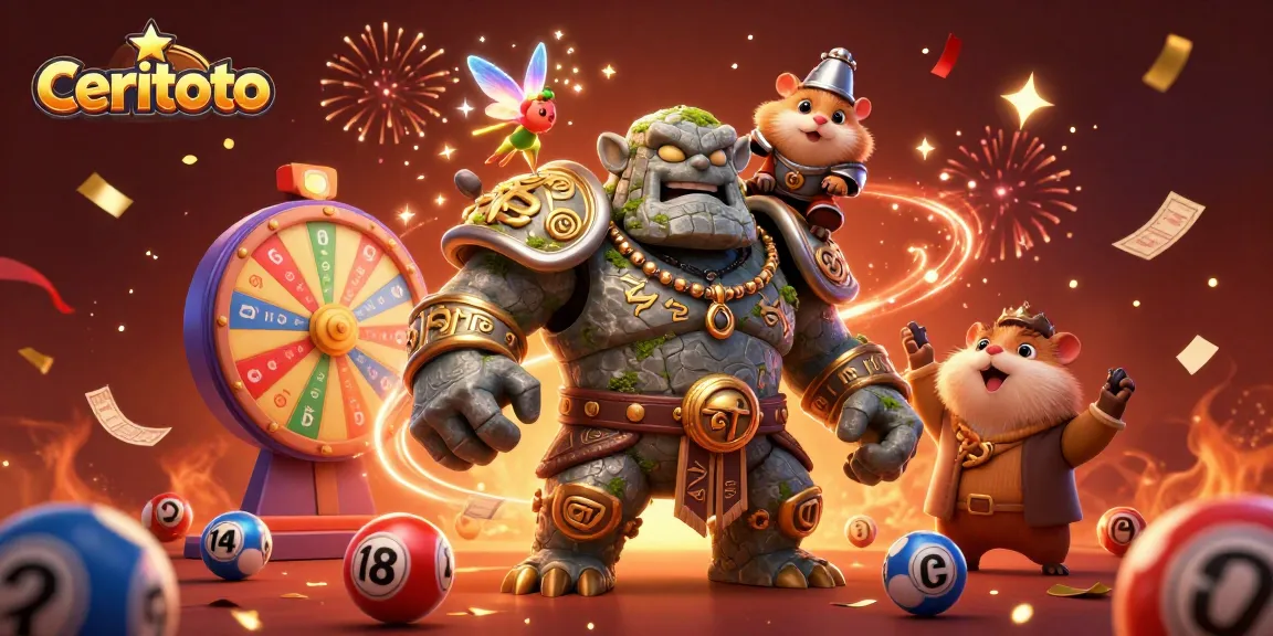 Ceritoto players winning lottery prizes with excitement in a dynamic magical scene