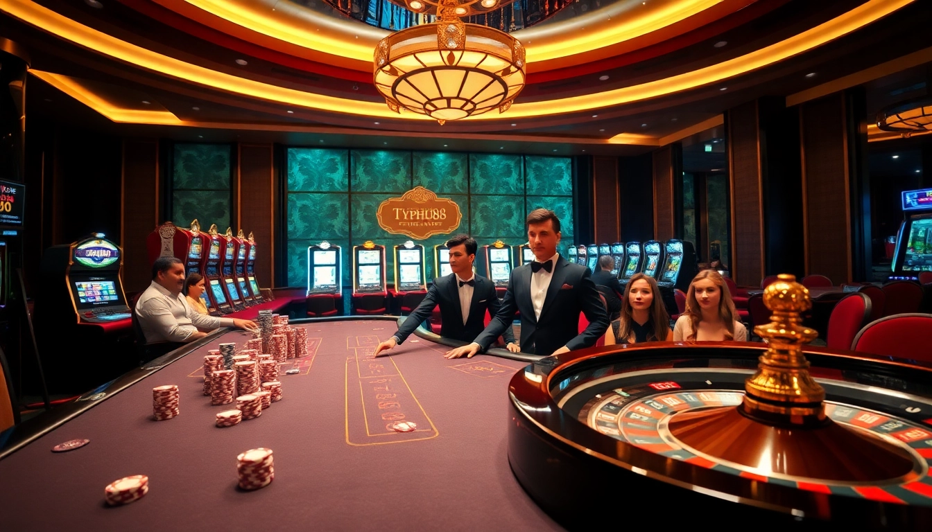 Experience luxury and excitement at Typhu88's vibrant casino scene, featuring live dealers and gaming tables.