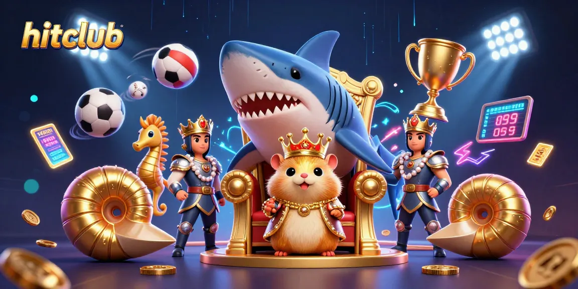 Engage with hitclub's vibrant gaming scene featuring a fierce hamster king and dynamic sports elements.
