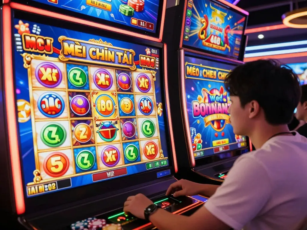 Player enjoying max87 slot game experience in vibrant online casino atmosphere