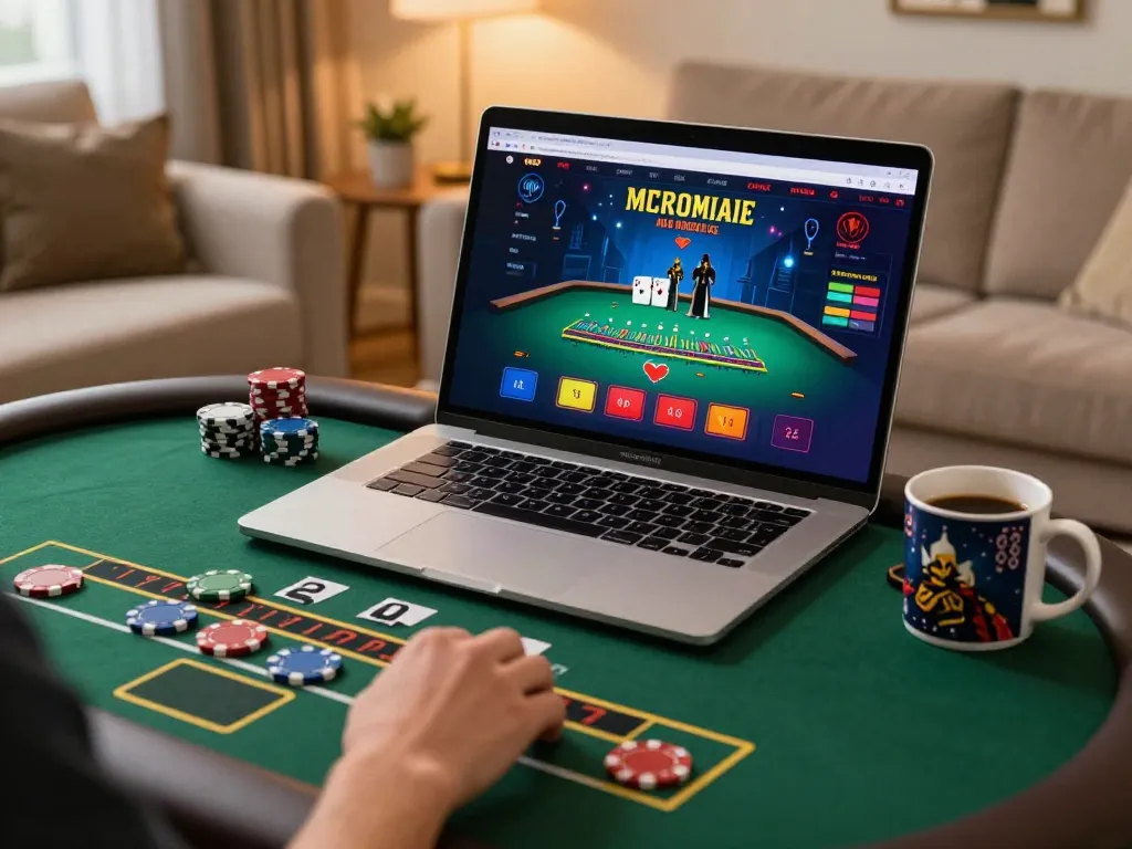 Sunwin user placing bets on a live dealer blackjack game on a laptop, creating an engaging online gaming atmosphere.