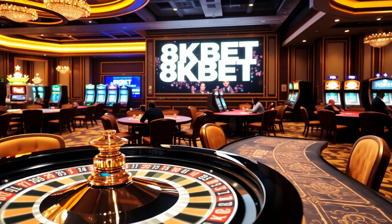 Experience the excitement of 8KBET with vibrant slot machines and engaging poker tables.