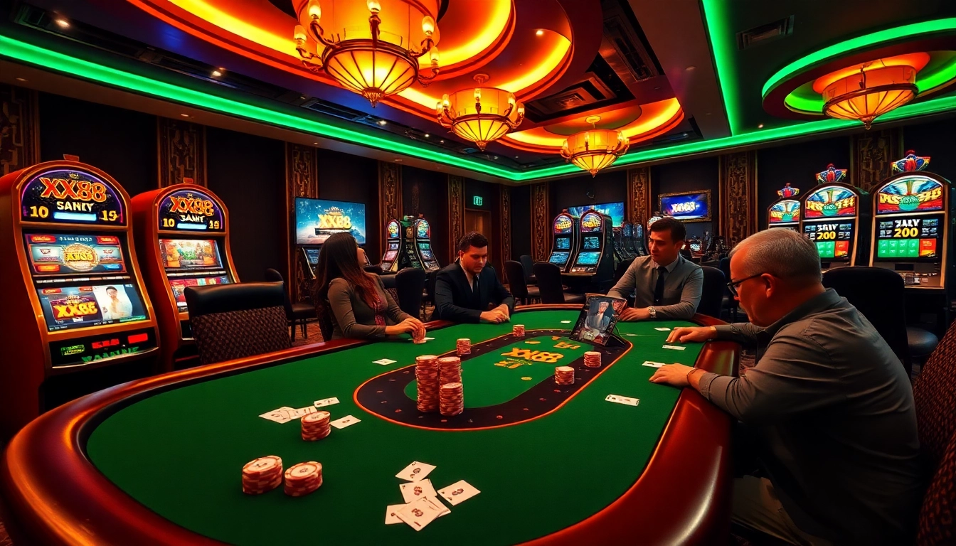 Experience the thrill of winning at XX88's online casino with lively tables, vibrant slot machines, and exciting games.