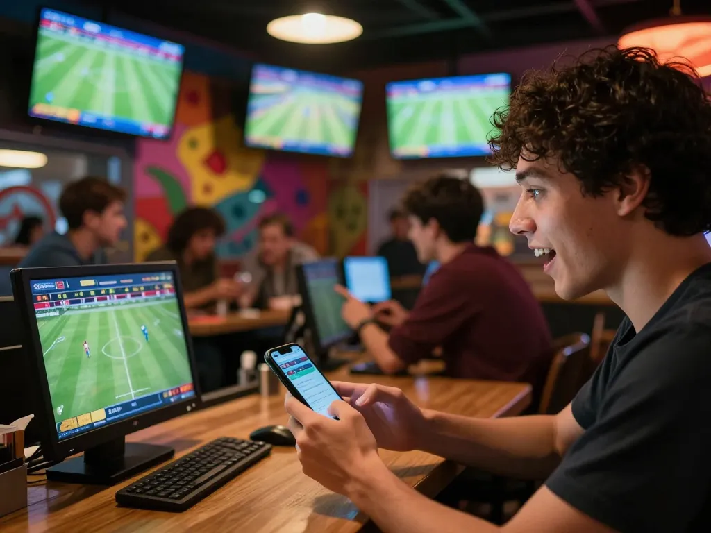 Experience cakhia live football betting excitement in a bustling sports bar atmosphere.