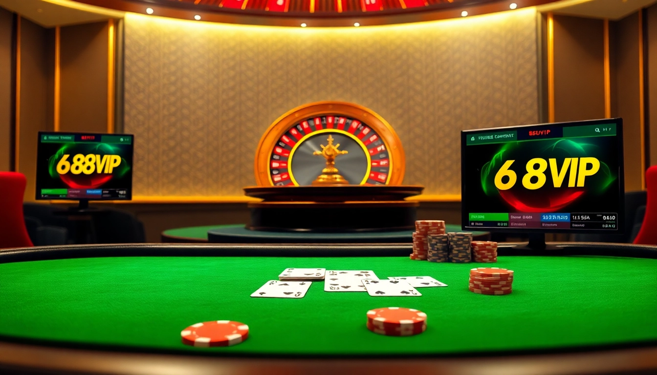 Playing poker at 68VIP's luxury casino, showcasing vibrant cards and chips in action.