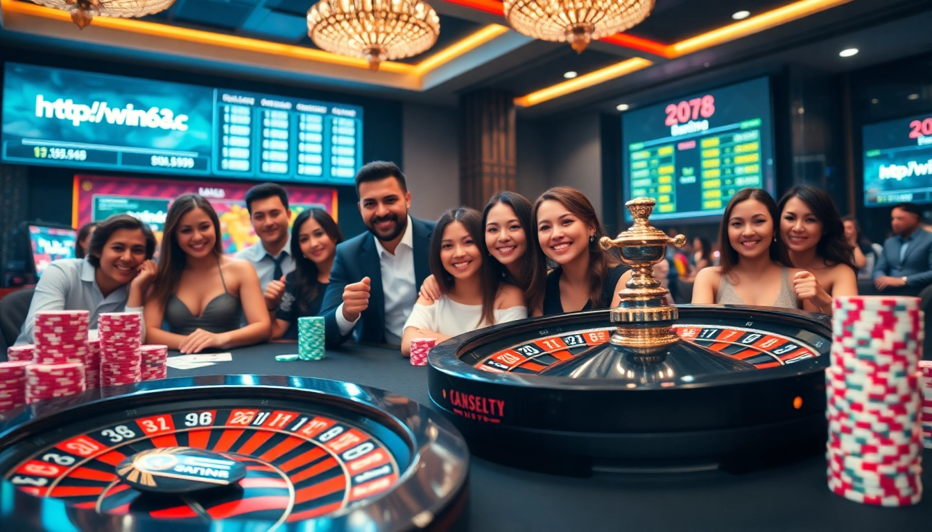 Winning moments at the casino with vibrant games from https://win678.ac/ and excited players.