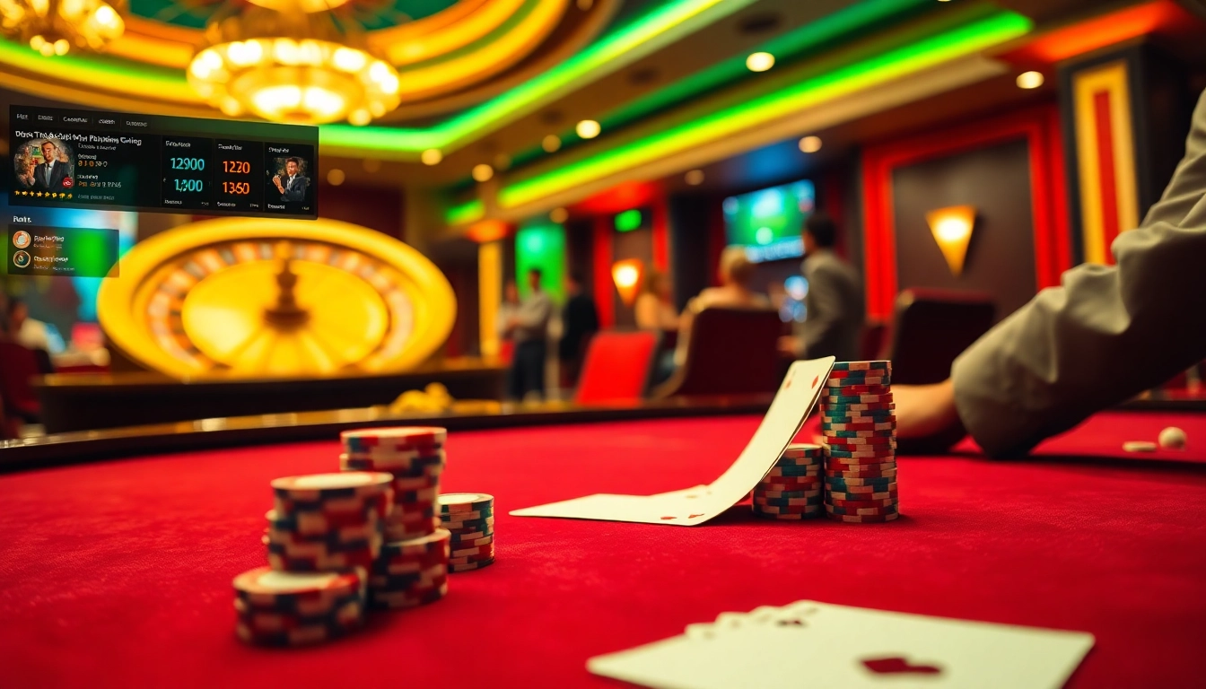 tt88 showcasing a thrilling poker game at a luxurious casino table with vibrant chips and cards.