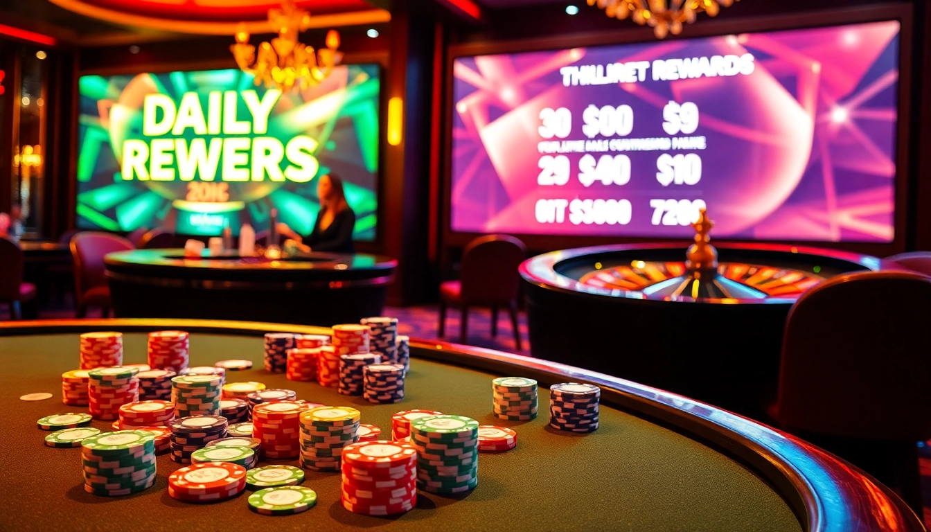 Experience daily rewards online casino with luxurious poker chips and a thrilling roulette scene.