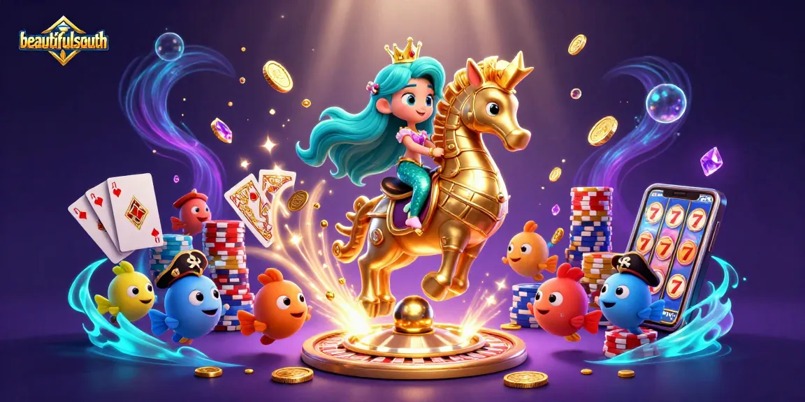 Engage in thrilling gambling fun at beautifulsouth with colorful characters amidst exciting casino elements.