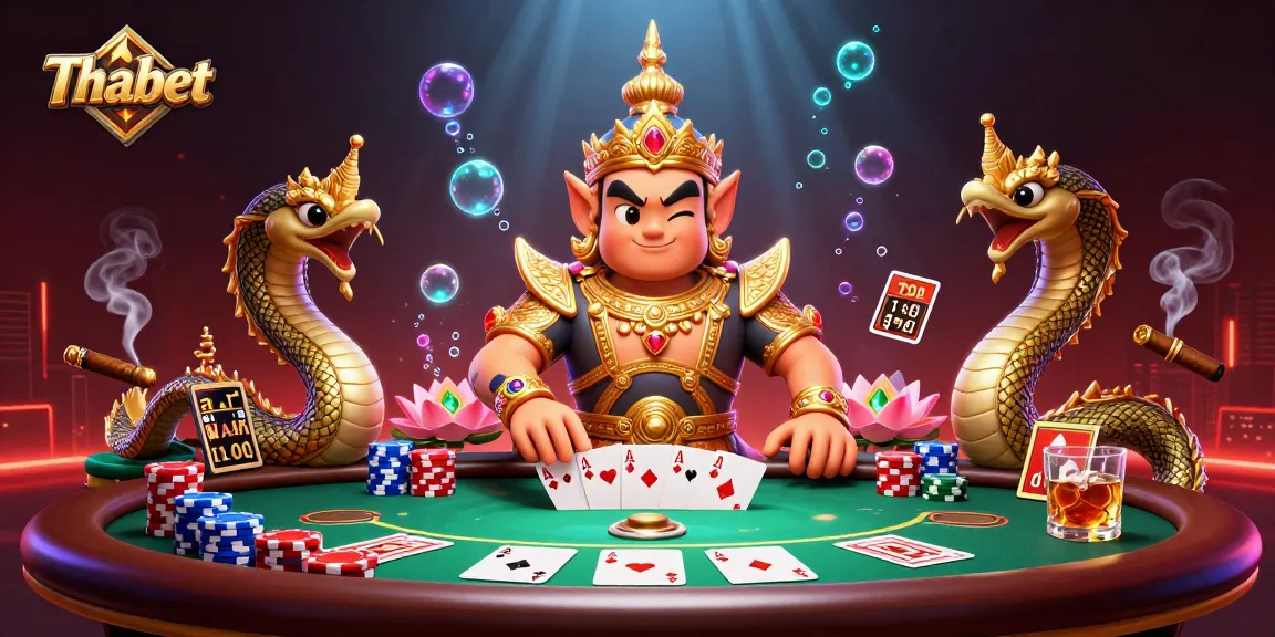 Engage with Thabet while enjoying a vibrant poker scene filled with colorful chips and game elements.
