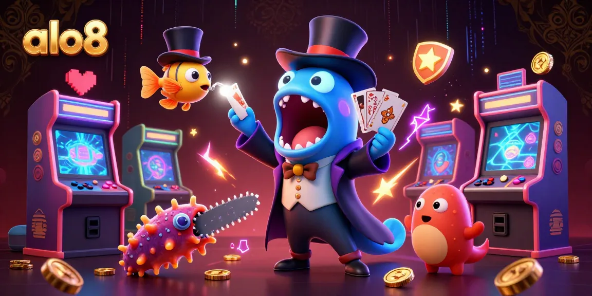 Experience the magic of $$alo8$$ as the gulper eel entertains with thrilling card tricks amidst vibrant gaming elements.
