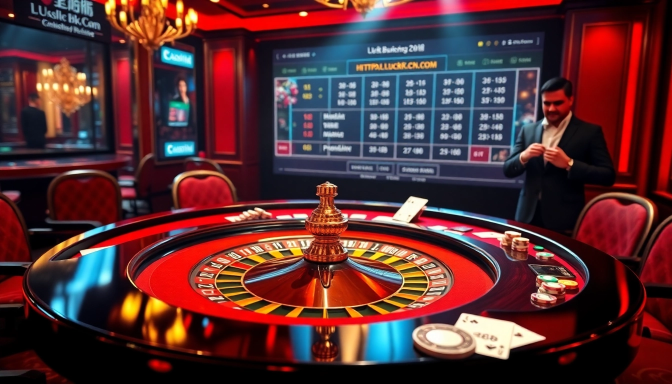 High-stakes excitement at https://luck8k.cn.com with roulette and poker action in a luxurious casino setting.