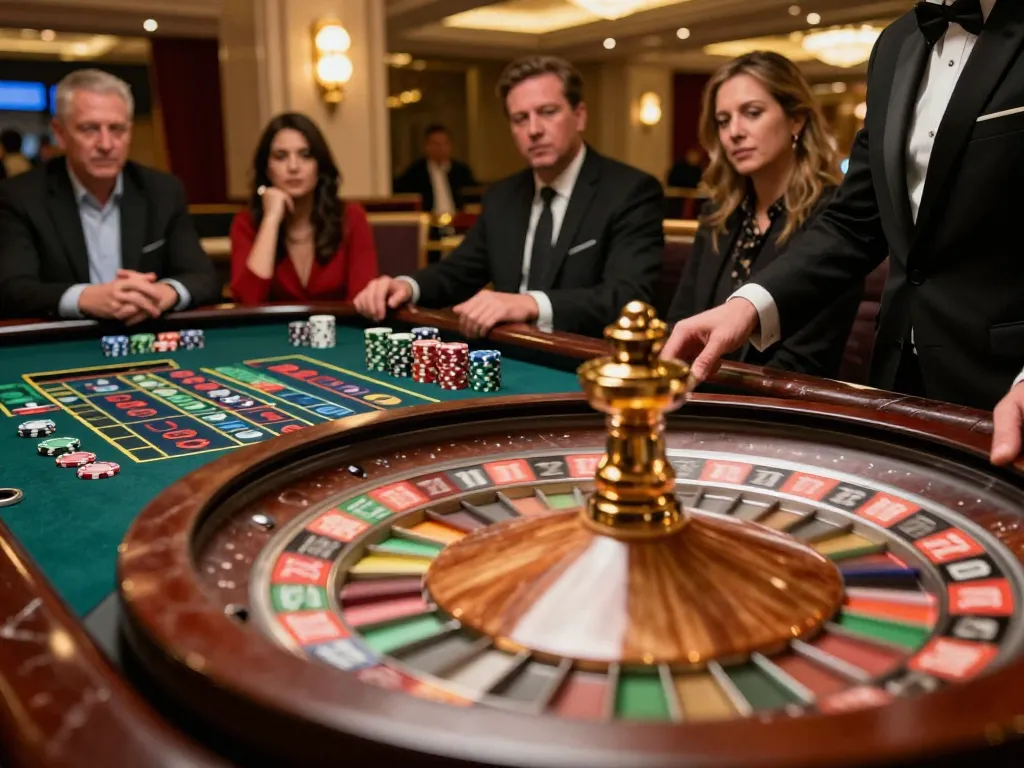 Players engaging in a thrilling roulette game at https://max88sss.com/ with vibrant chips and an excited atmosphere.