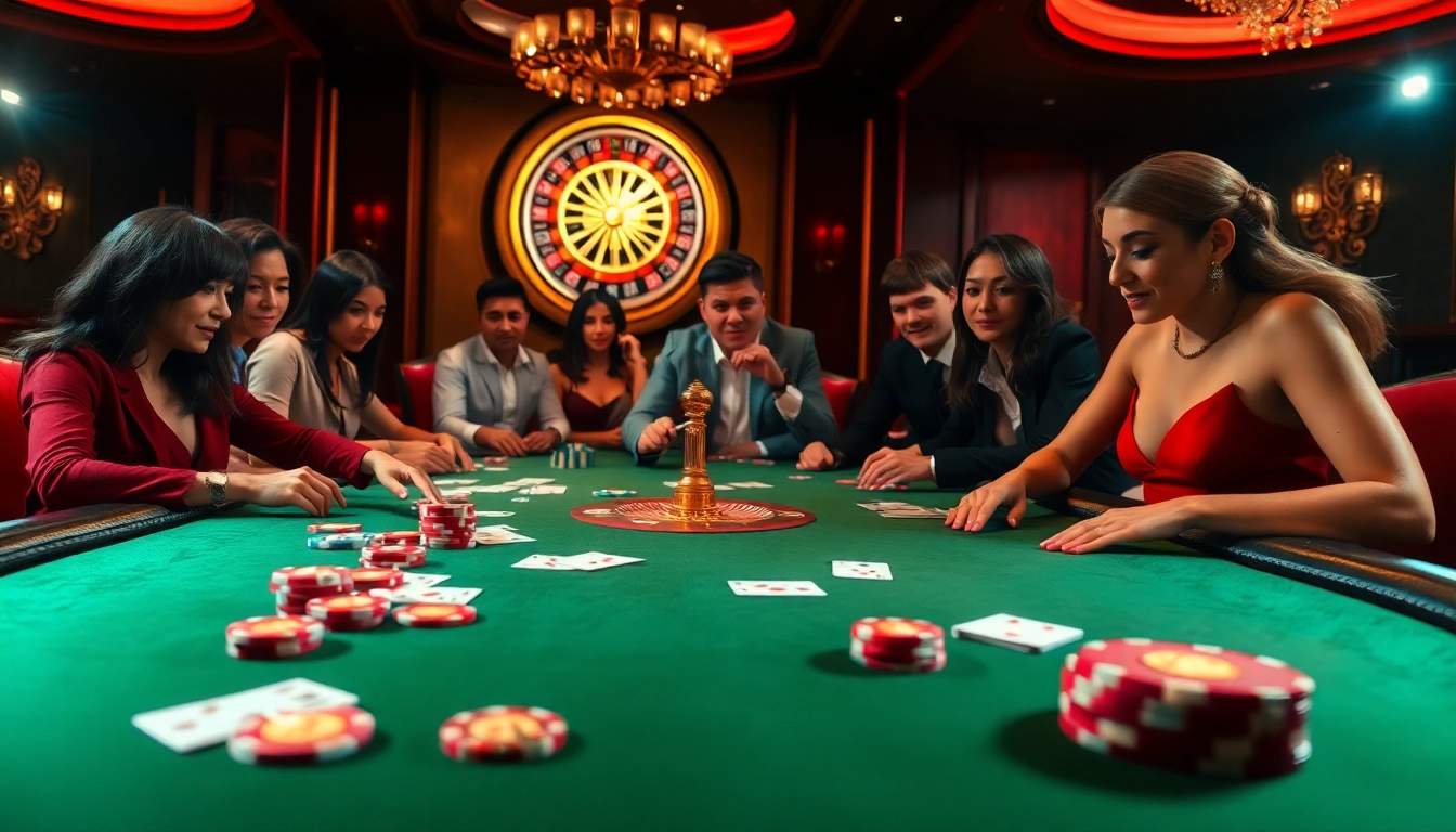 Exciting poker game action at https://lodetructuyen.us/ with vibrant chips and illuminated table.