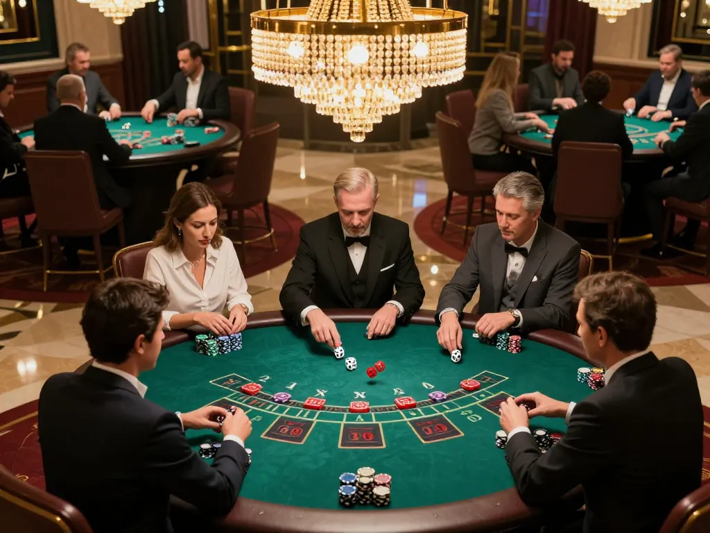 Engaging scene of players enjoying game tài xỉu uy tín at an upscale casino with vibrant decor and dice action