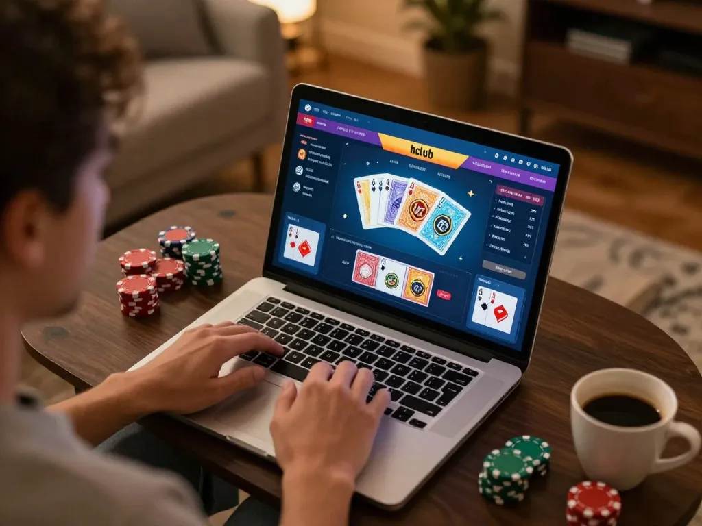 Engaging gaming moment at hitclub, showcasing online poker interface and strategic play.