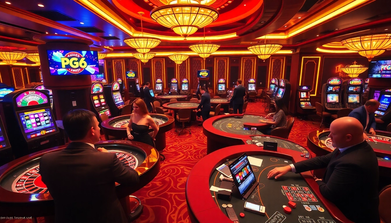 Experience the thrill of PG66 gambling with players at vibrant casino tables.