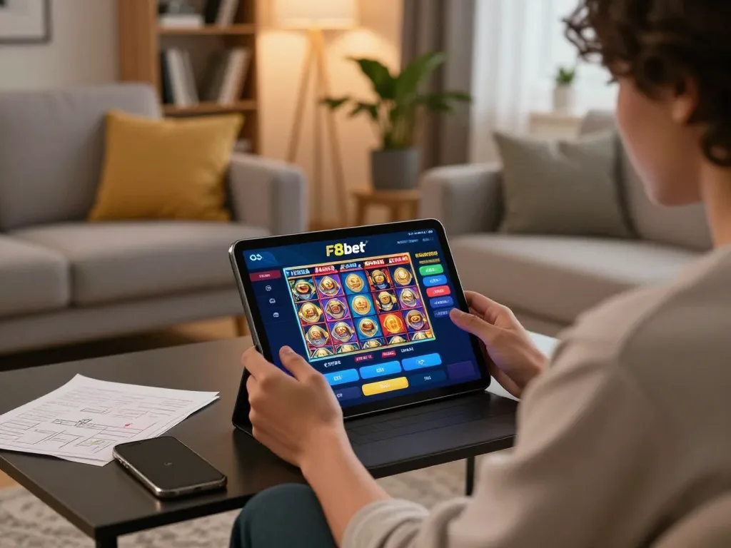 Play exciting slot games on F8bet's app while enjoying a cozy home environment.
