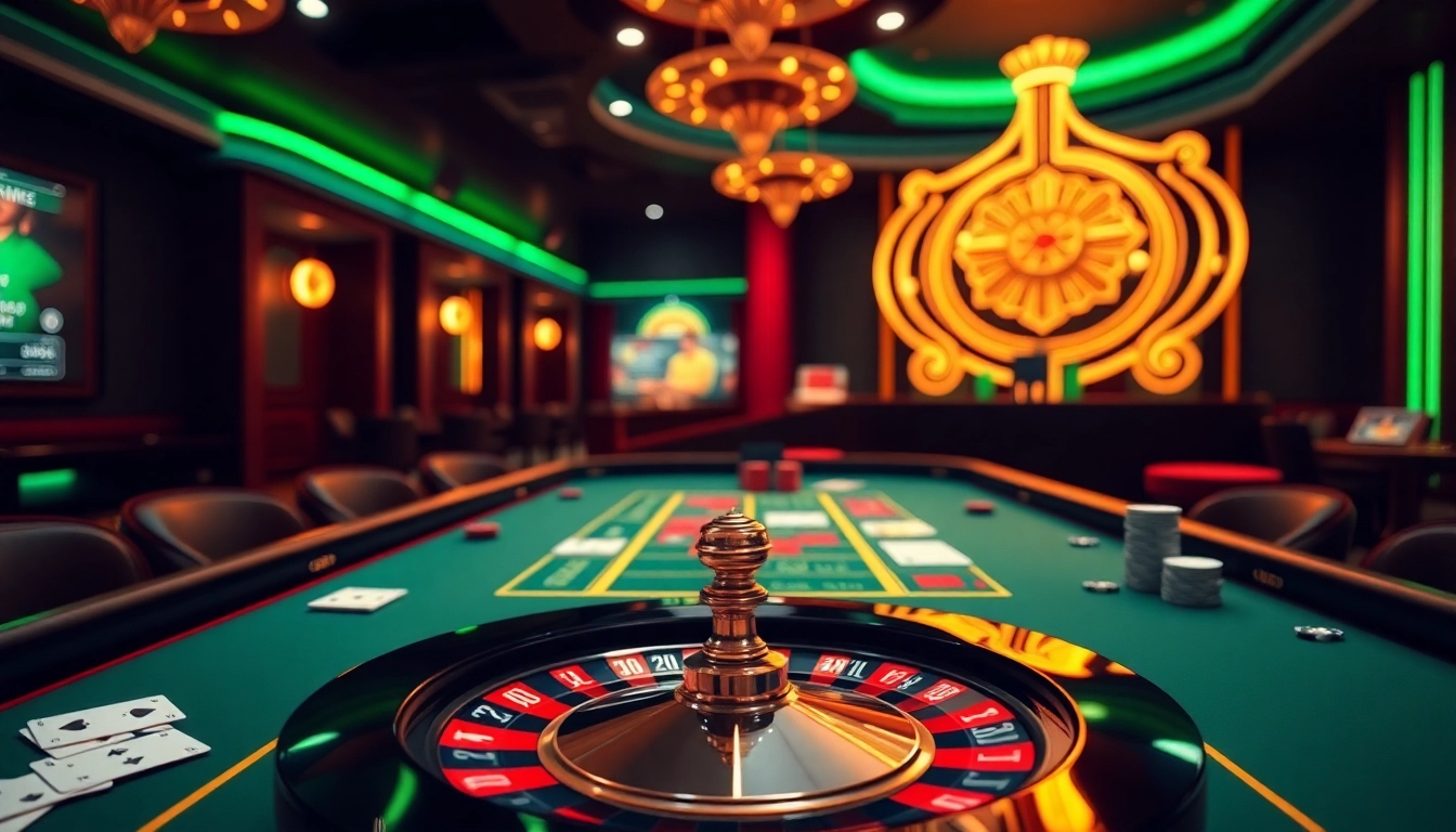 Tải hitclub interface with vibrant casino chips and cards on a sleek gaming table.