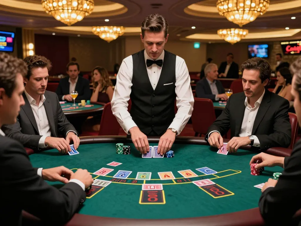 Hitclub players strategizing during an engaging blackjack game at an upscale casino