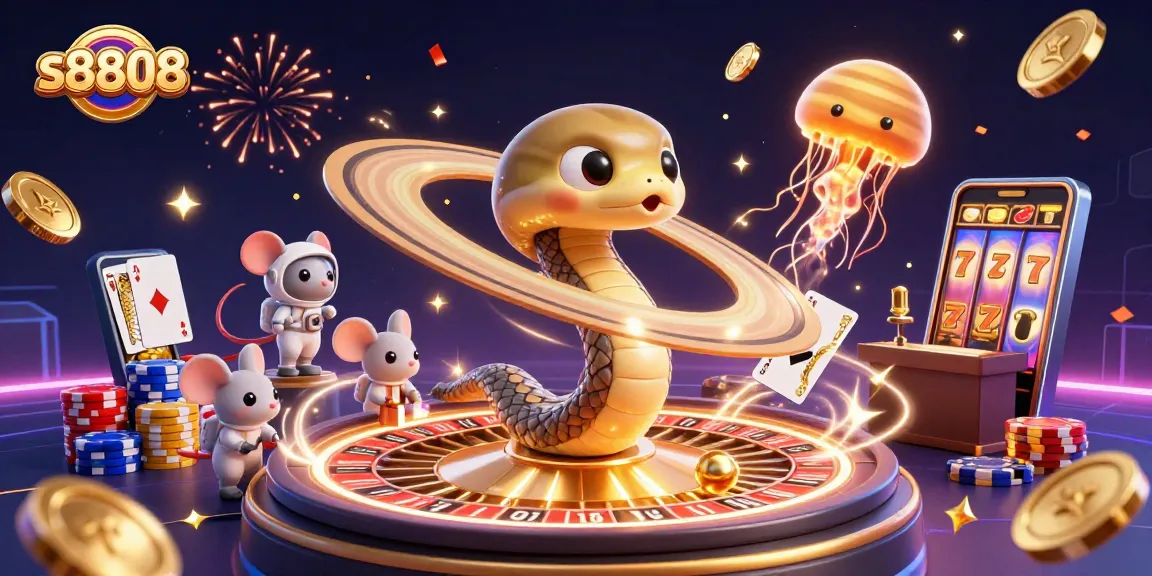 Experience thrilling gameplay on s8808 featuring cosmic characters betting in a vibrant casino scene.