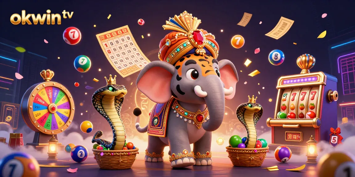 Play with excitement on okwin tv as a vibrant 3D scene brings casino elements to life.