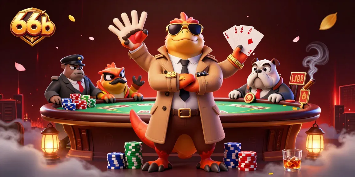 Watch 66b's playful raptors attempt entry to a VIP casino lounge amidst a chaotic poker scene.