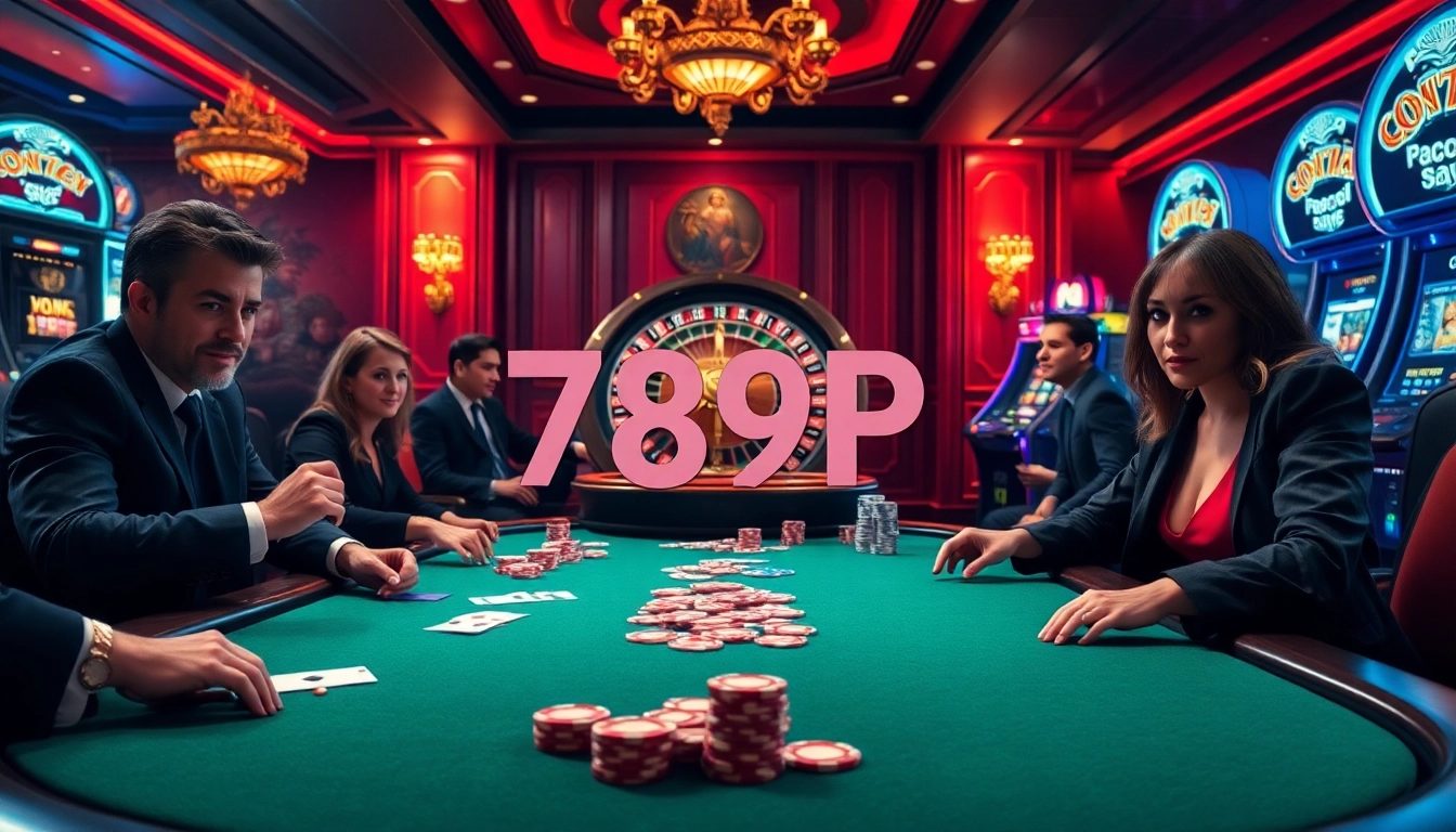 Experience the excitement of gambling at 789P casino with vibrant poker games and slot machines.