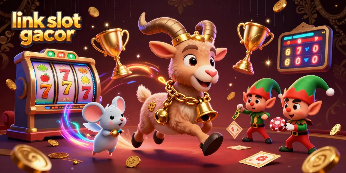 Experience the thrill with link slot gacor in this festive casino scene filled with fun cartoon characters.