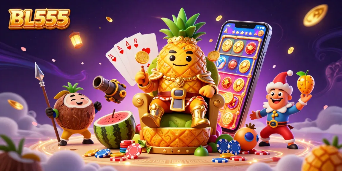 Players enjoy the thrilling slots experience at BL555, featuring golden coins and vibrant games.