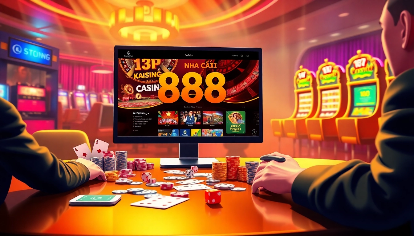 Engage in exciting online gameplay at Nhà cái 888P with vibrant casino elements and thrilling gaming visuals.