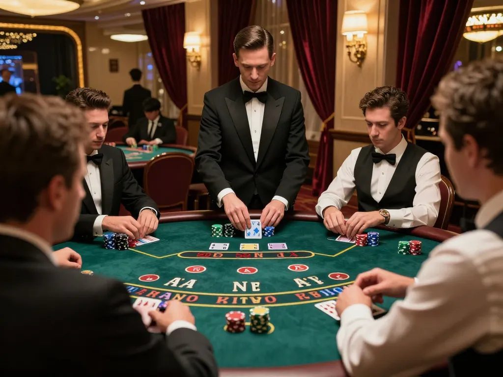 88club players enjoying intense blackjack game with professional dealer in luxurious casino setting