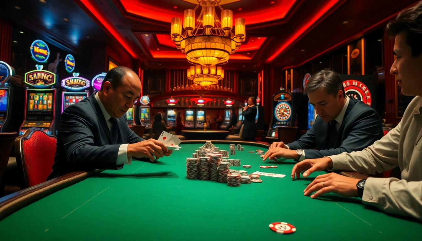 Players enthusiastically engage in a thrilling poker game while exploring Truyên ma hay themes in a luxurious casino.