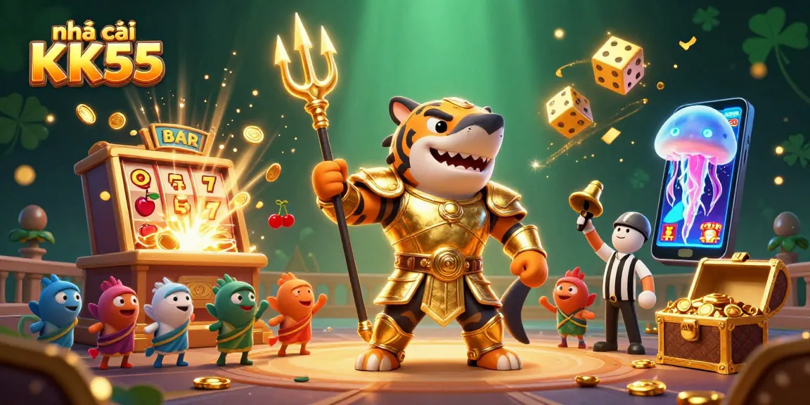 Engage with nhà cái KK55 and its thrilling 3D casino adventure featuring slot machines and vibrant characters.