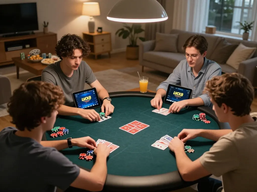 Tham gia sự phấn khích của poker trực tuyến LUCK8 cùng bạn bè trong một không gian ấm cúng tại nhà.