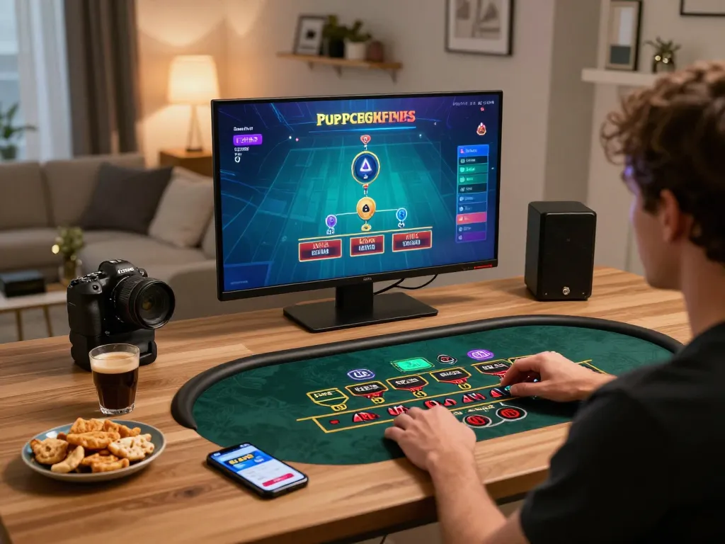 Player using lc88 online casino app during live baccarat game session at home
