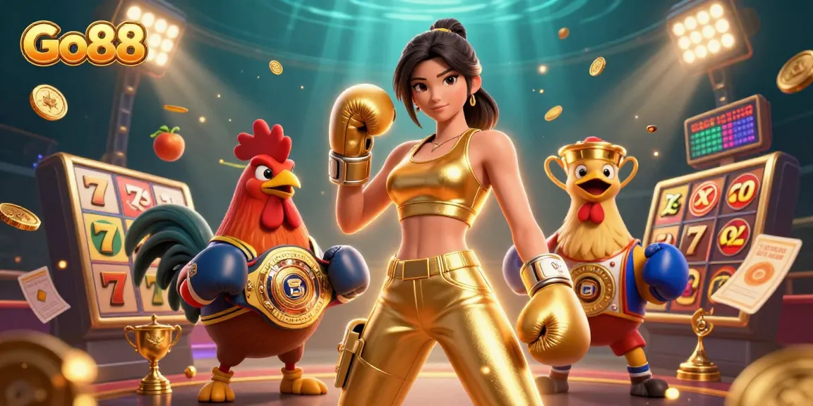 Engage with Go88's thrilling slots and jackpots in this vibrant 3D illustration.