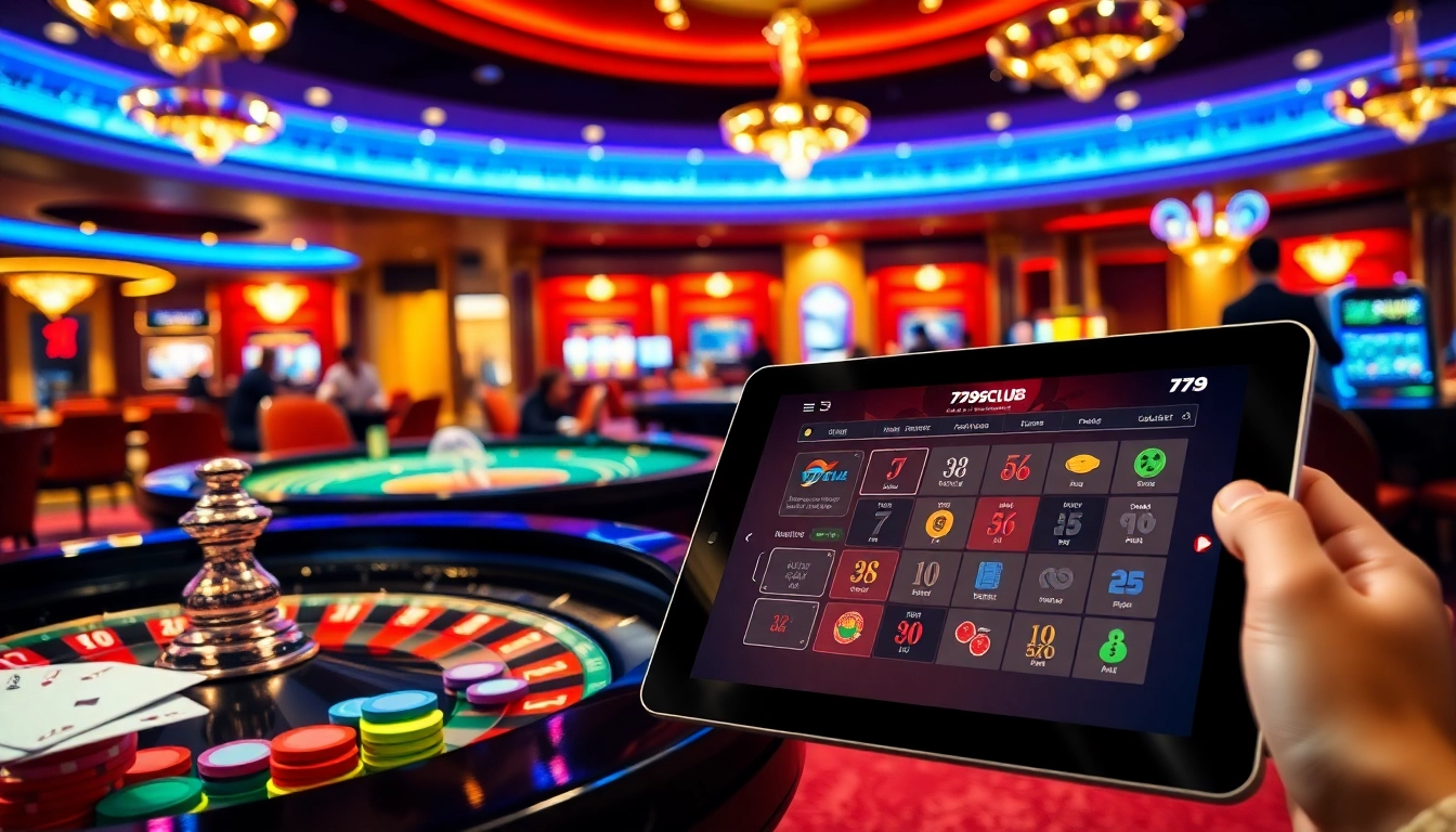 Gamblers enjoying games at 789club's luxurious casino atmosphere with poker and roulette.