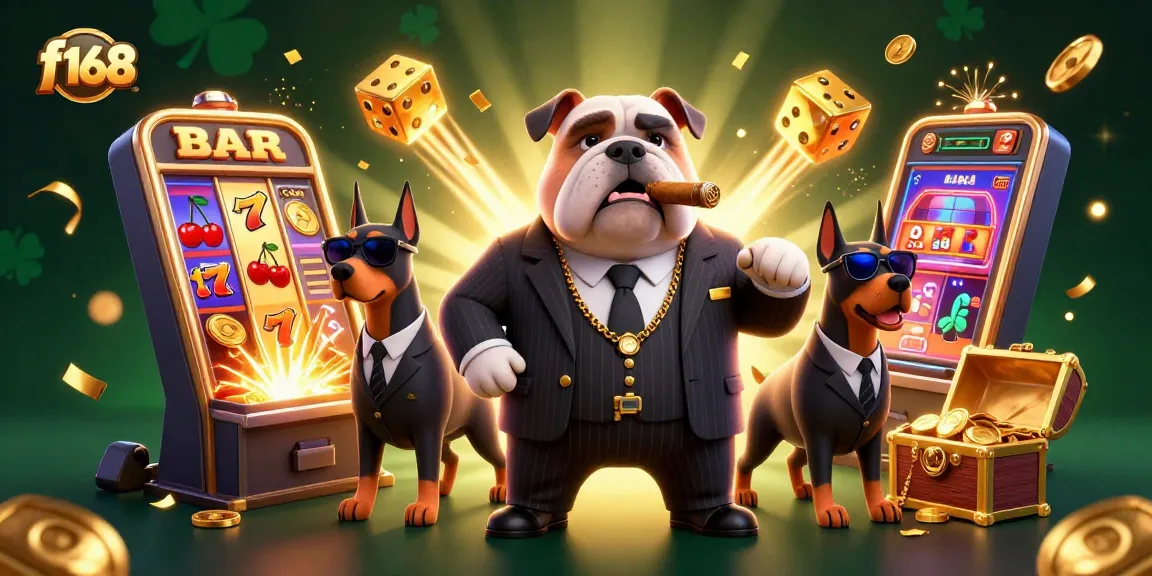 Experience the excitement of f168 casino with animated characters surrounded by jackpot symbols and game elements.