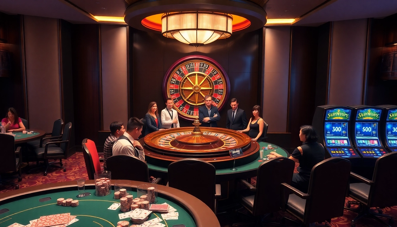Players experiencing the excitement of casino gaming at Sunwin with roulette and cards.