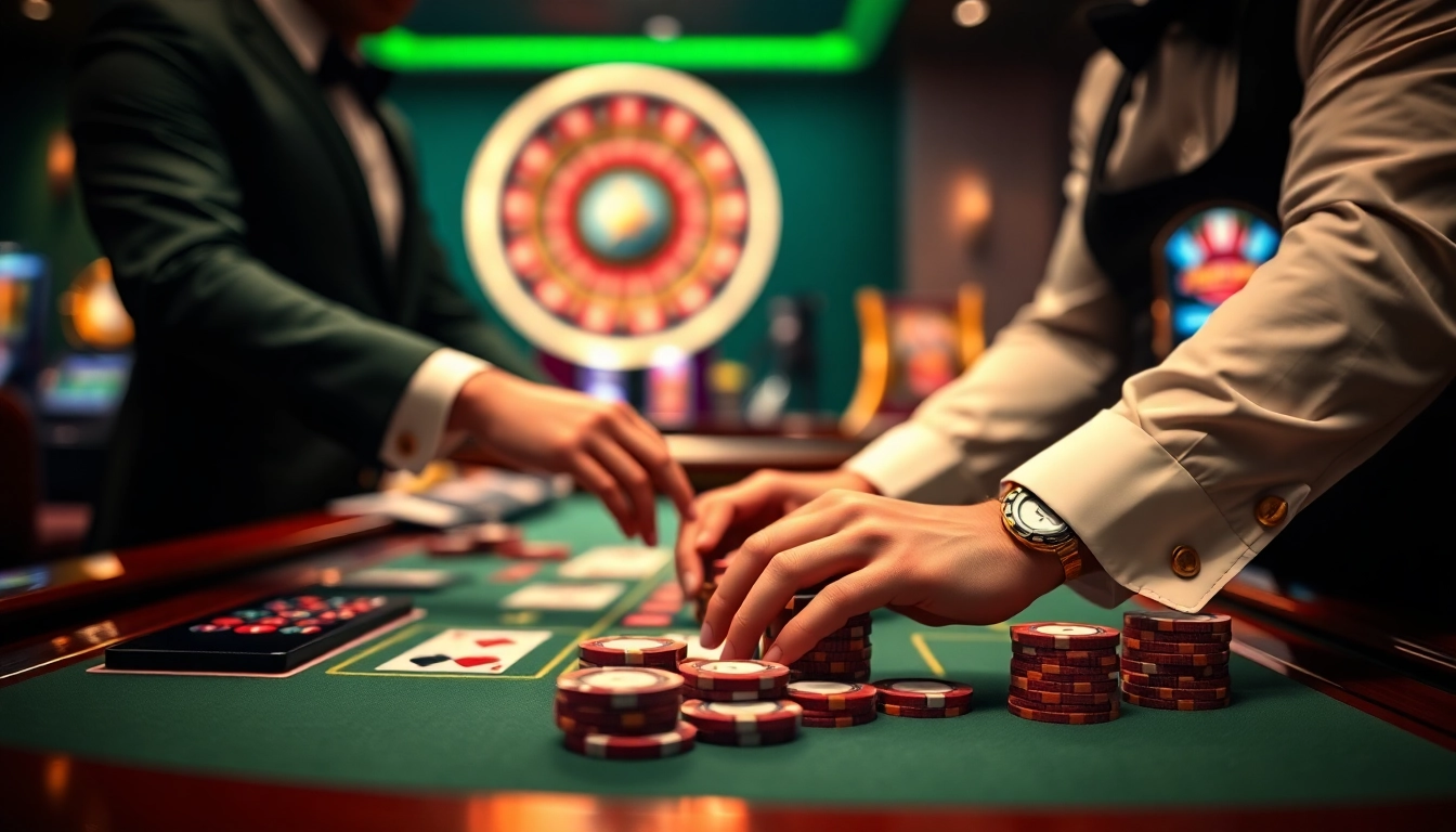 Experience thrilling gameplay at E28 with vibrant casino elements like cards and chips.