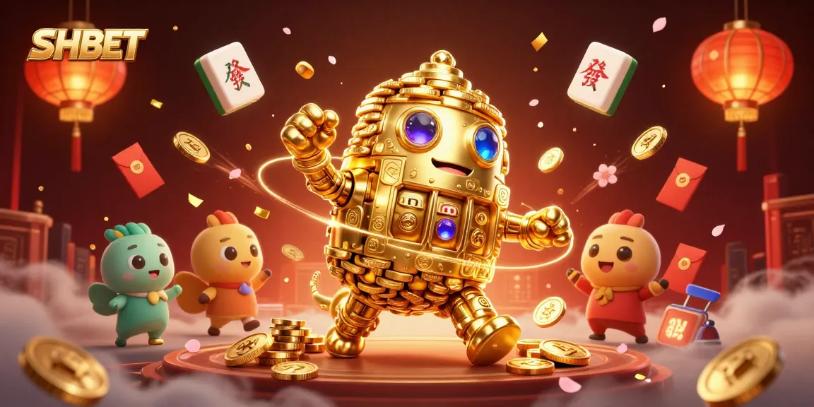 Experience the thrill of SHBET’s gaming universe with its vibrant 3D cartoon illustration packed with casino activities.